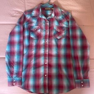 Wrangler Flannel (Red and Blue) size small (Women’s).